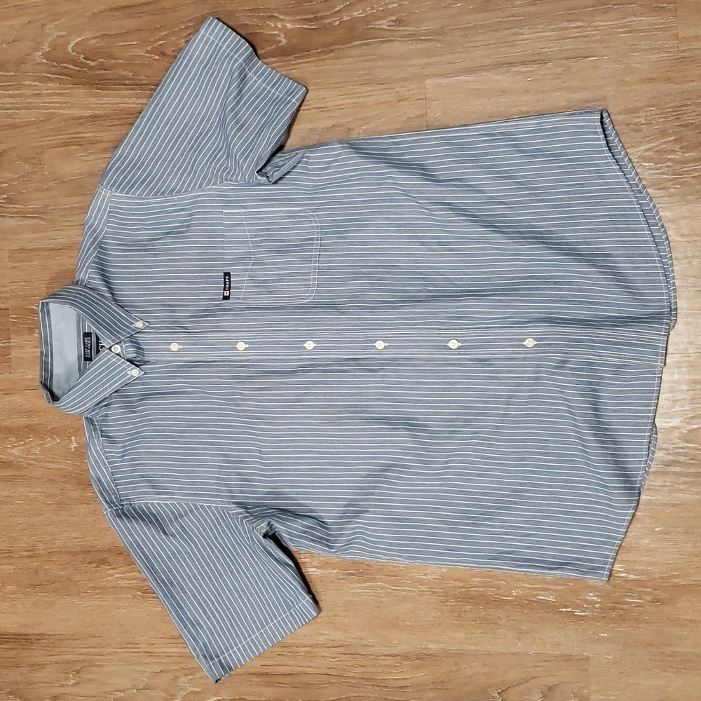 (M) Chaps Easy Care Striped Lightweight Casual Dress Shirt Vacation Business